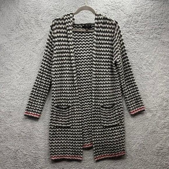 Joseph A. Medium Hooded Cardigan Open Front Duster Cozy Warm Comfortable Winter - Picture 2 of 10